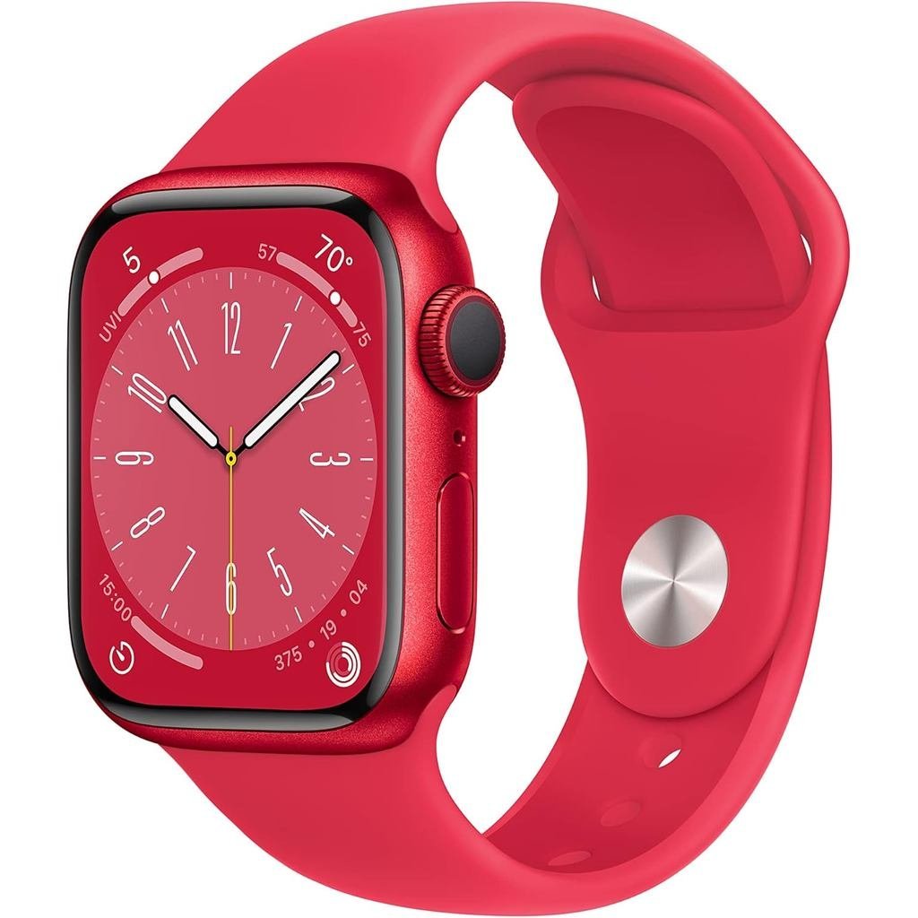 Ốp lưng Apple Watch Series 8 [, 45mm] Vỏ nhôm bạc có dây đeo thể thao màu trắng, M / L (Renewed) ID2