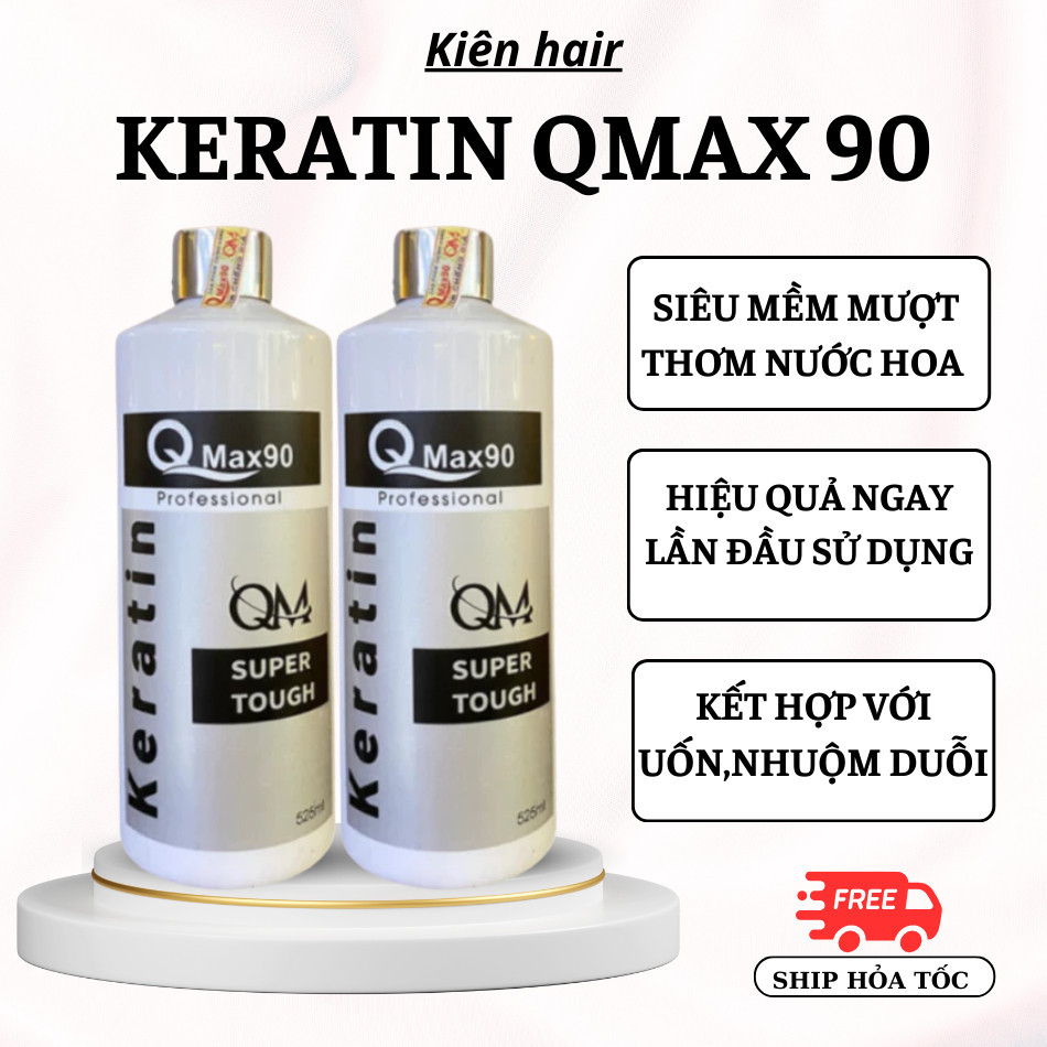 Keratin Qmax90, Keratin phục hồi tóc cháy, tóc nhũn, tóc bông xù, tóc hư tổn nặng chai 525ml | Miss 