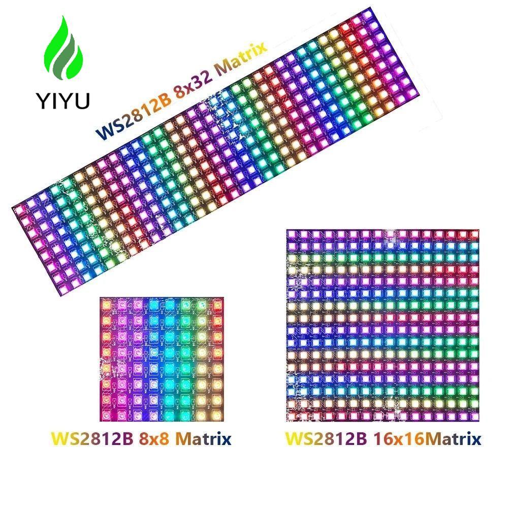 Bảng điều khiển ánh sáng YIYU Nhiều màu sắc WS2812B 8x8 16x16 8x32 với IC Đèn bảng điều khiển ma trậ