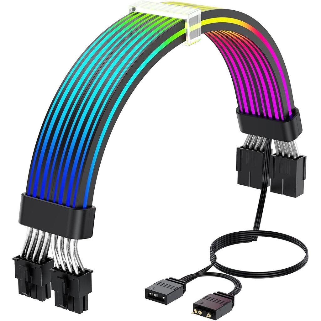 p GPU Sirlyr 8 RGB, p nối dài RGB PSU - Có thể định vị 5V3Pin ARGB PC Case Trang trí cho RTX 3060 40