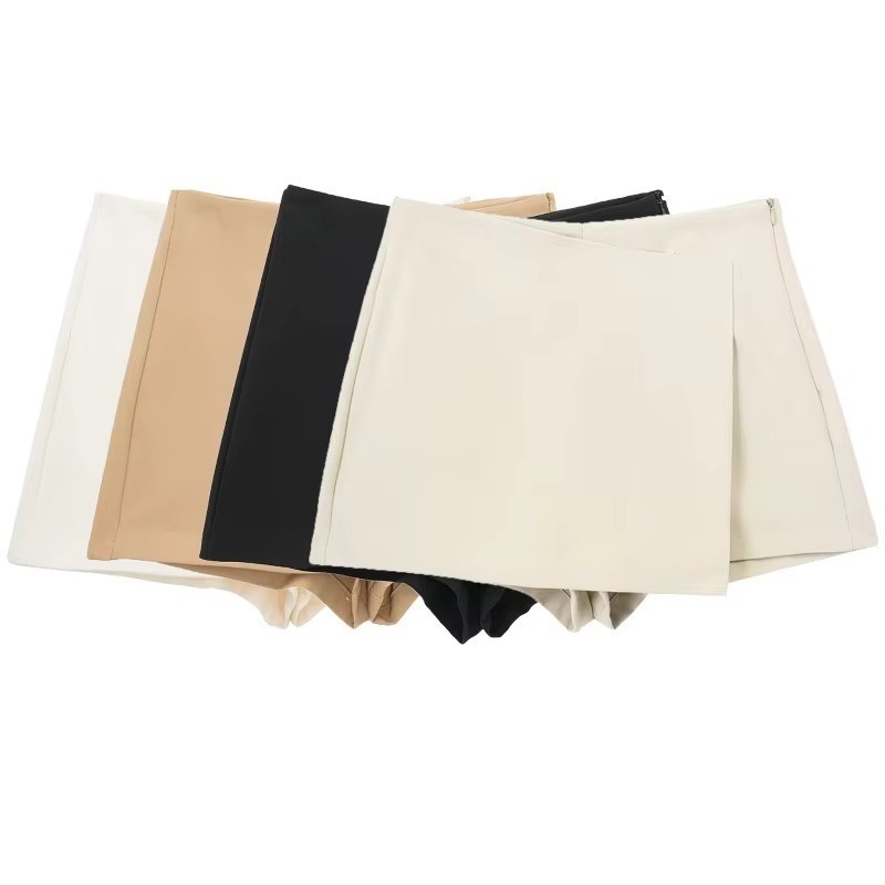 Quần Short Nữ 2026 Đen Trắng Mini Quần Short Nữ Eo Cao Micro Casual Bất Đối Xứng Quần Short