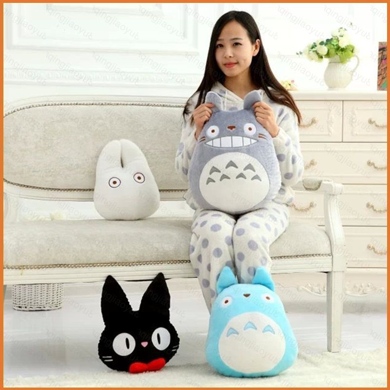 HQ8 Miyazaki Hayao Hoạt Hình Totoro Sang Trọng Gối JiJi Mèo Dòng Họ Nhỏ Mèo Đen Nội Thất Đệm Quà Tặn