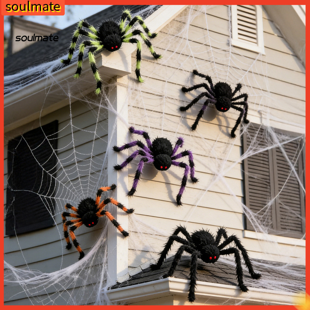 Linh hồn| Nhện Nhồi Bông Mềm Nhện Giả Sang Trọng Lông Halloween Nhện Trang Trí – Đạo Cụ Lông Mềm Cho