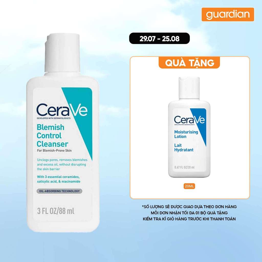 Sữa Rửa Mặt Giảm Mụn CeraVe Blemish Control Cleanser 88ml | Guardian Việt Nam