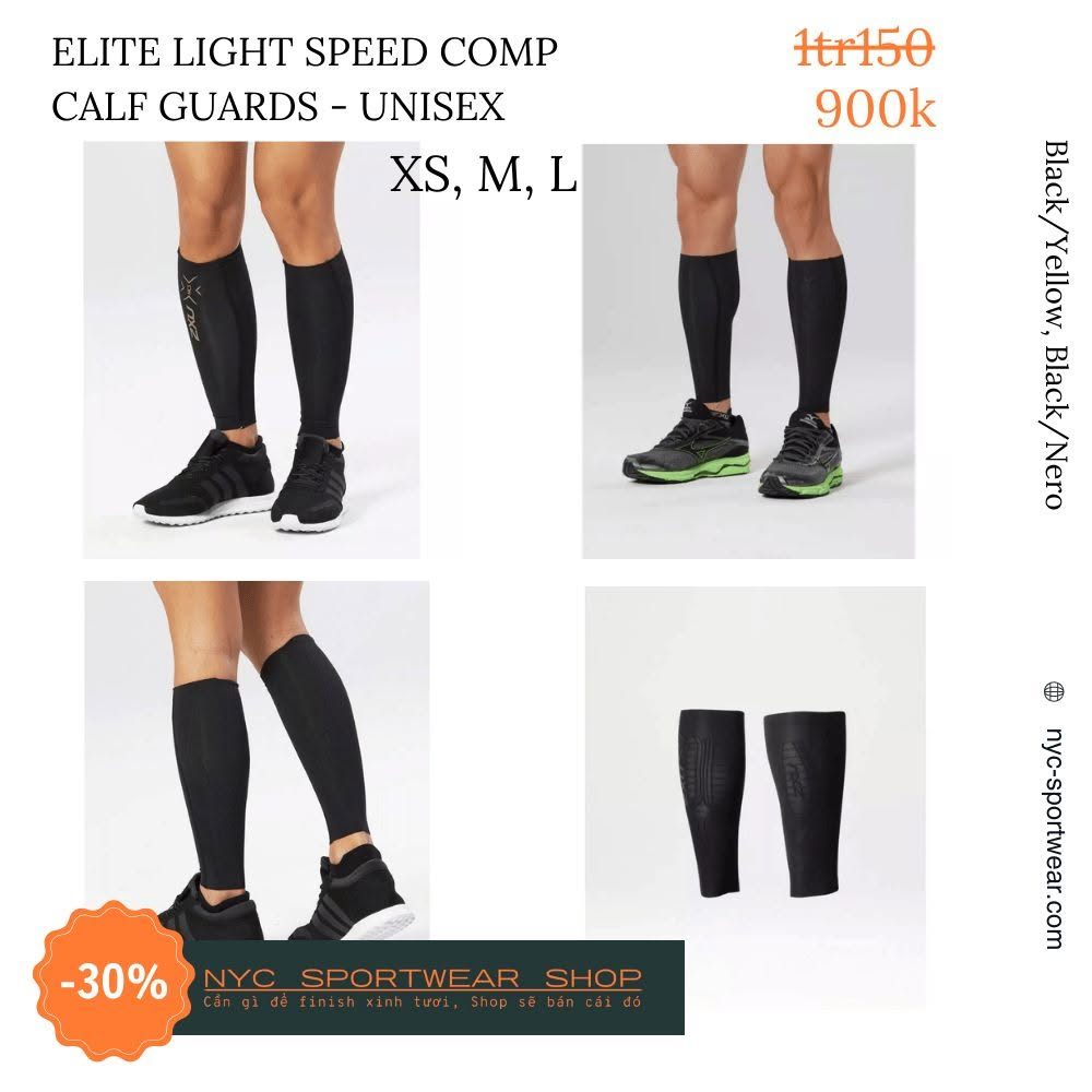 Bó bắp chân 2XU Elite Light Speed Compression Calf Guards (Unisex)