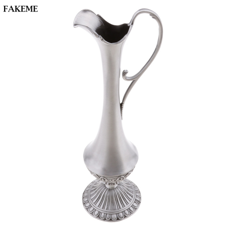 FAKEME Pewter Bình Kim Loại Hoa Vintage Đồng Hoa Đựng Bình Quà Tặng
