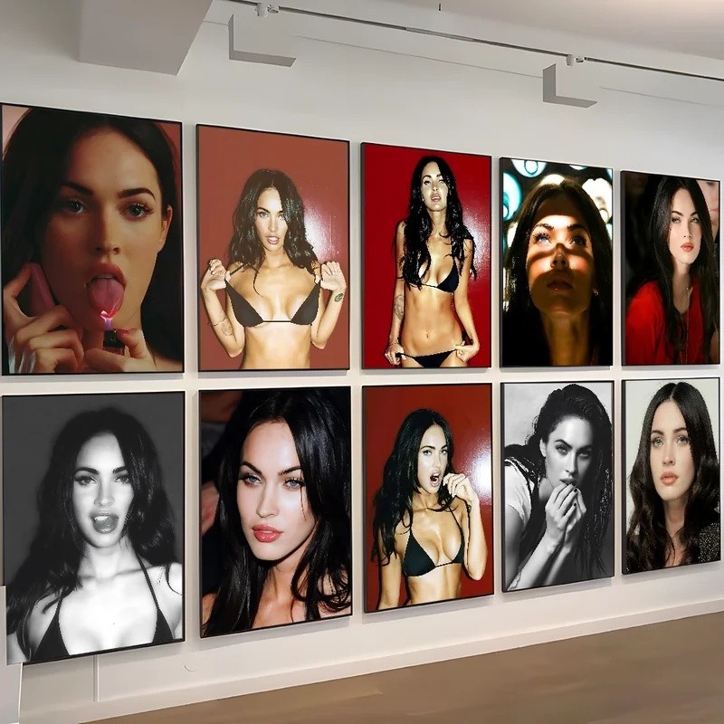 Megan Fox Nam Diễn Viên Anime Áp Phích Dính HD Chất Lượng Treo Tường Nghệ Thuật Retro Áp Phích Cho P