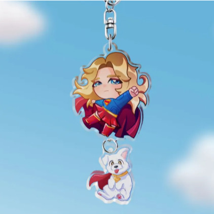 Supergirl Kara and Krypto Linked Keychain - Supergirl Keychain DECOR
