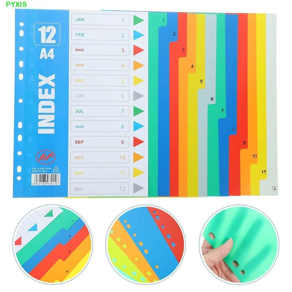 PYXIS Loose-leaf Dividers, Numbers PP Material Index Separator Page, Multi-purpose 5 / 10 / 12 / 20 