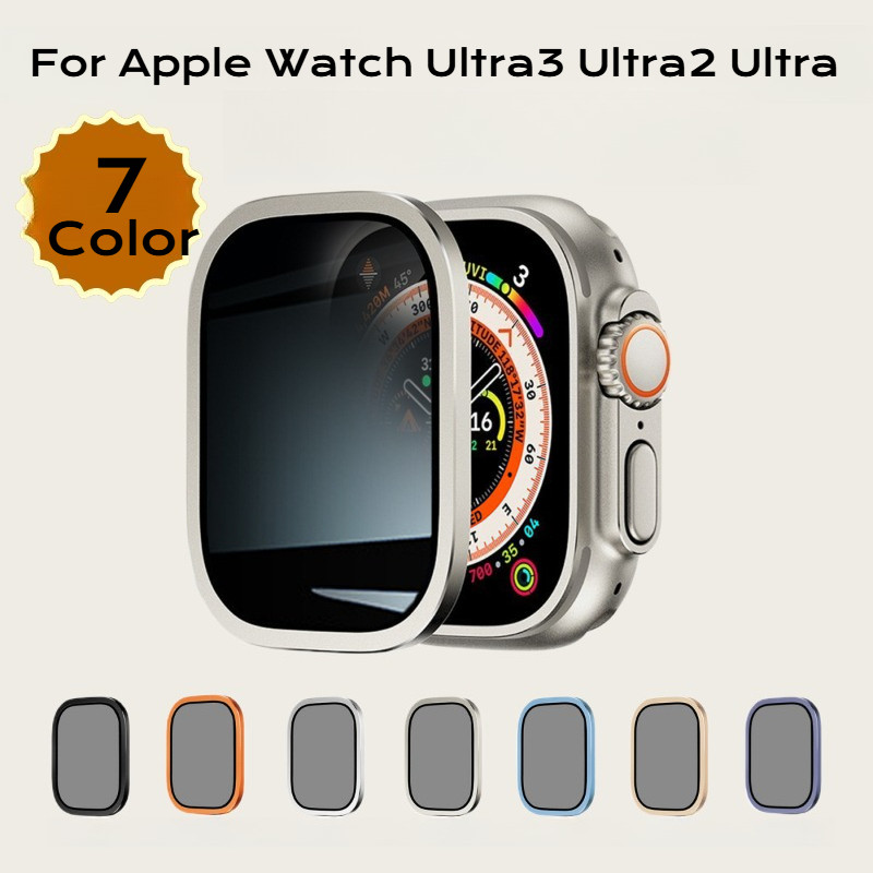 Hợp Kim Titan Khung Kim Loại Cho Apple Watch Ultra3 Ultra2 Kính Cường Lực Siêu + Khung Kim Loại Phim
