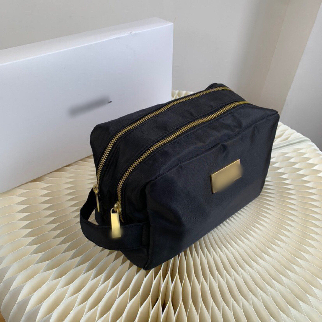 QYGG Christmas Makeup Bag Black Double Zipper Compartment Waterproof Toiletry Bag Travel Clutch Bag