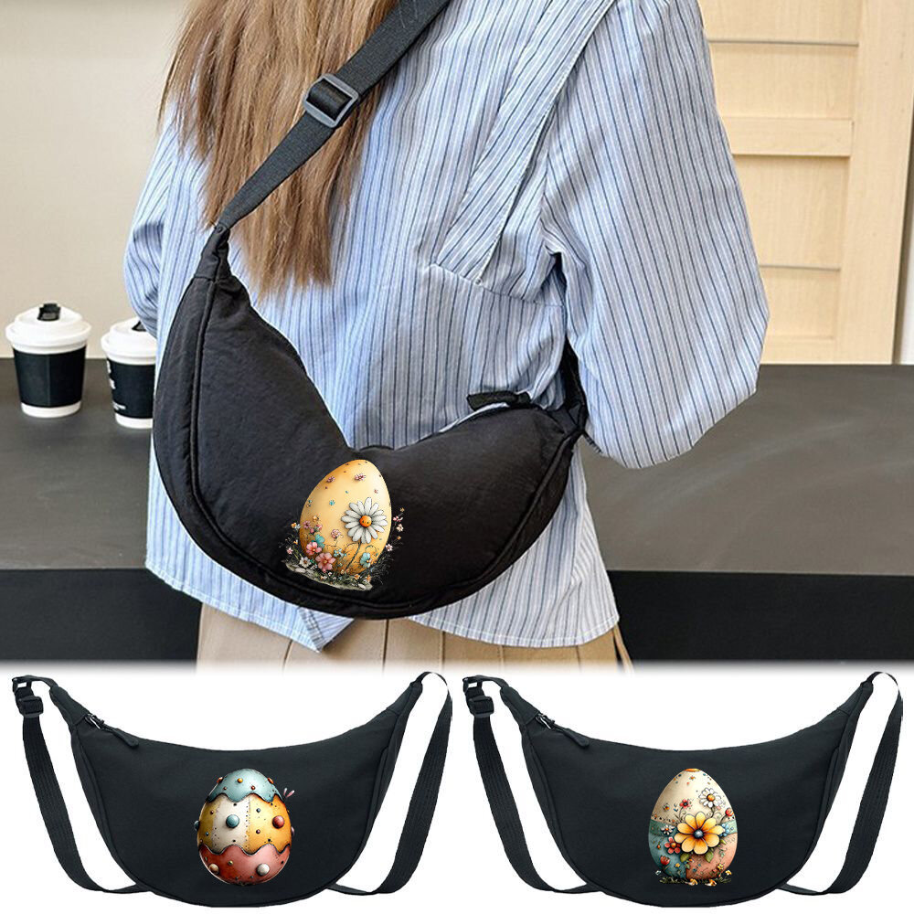 Túi đeo chéo nylon Spacious Nylon Dumpling Shoulder Crossbody Bag Light‑weight Ladies Shopping Bag W