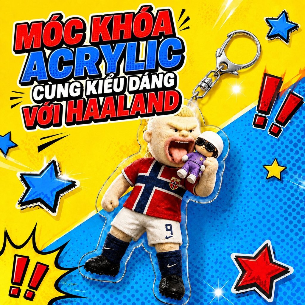 Móc Khóa Acrylic Kiểu Haaland / Móc Treo Haaland Đáng Yêu / Móc Khóa Cầu Thủ Hoạt Hình Độc Quyền