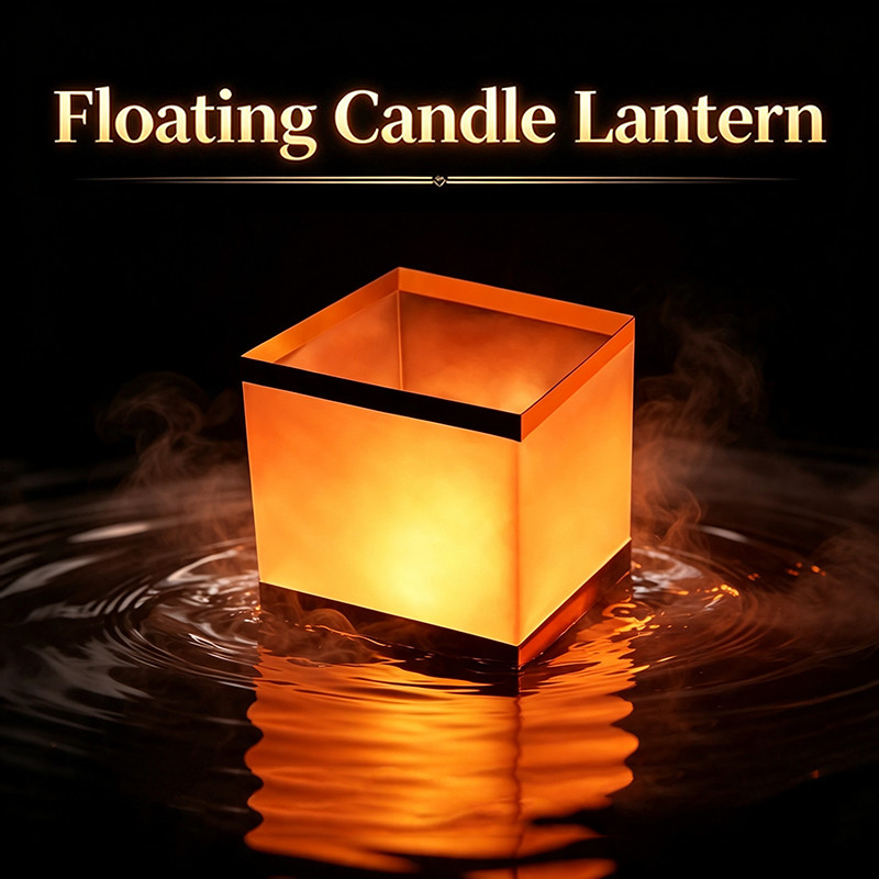 10‑Pack Floating Wishing Water River Lamp, 11cm Gold Edge Foldable Windproof Paper Candle Blessing L