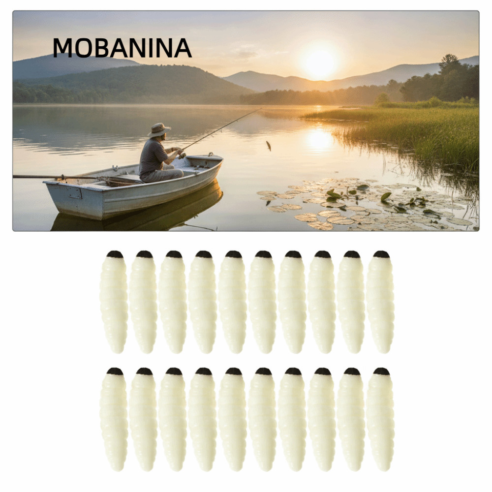 MOBANINA 100 CÁI Mồi câu cá, Giun câu cá PVC mềm, Giun câu cá thật 1,38 Inch Mồi cá Bass cá
