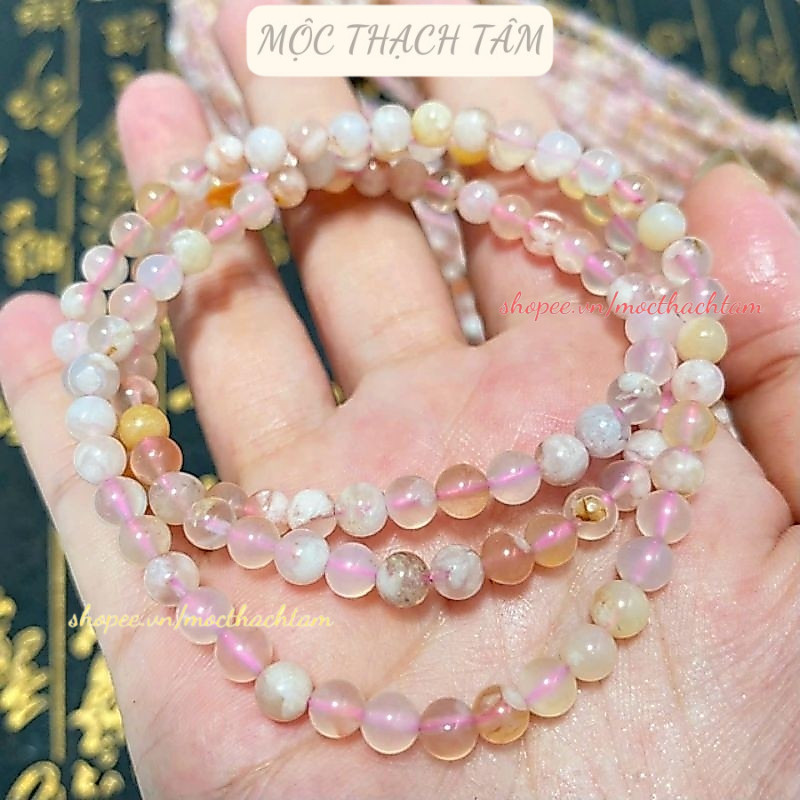 Vòng tay quấn 3 vòng hoa anh đào size 5mm vòng tay hoa anh đào size 5mm phụ kiện đeo tay
