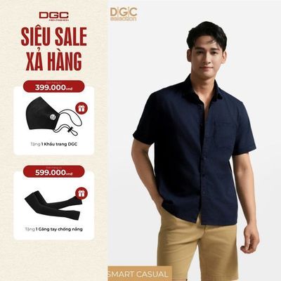 Áo sơ mi ngắn tay DGC Dáng suông Smart Casual, vạt bằng phong cách trẻ trung - SASNBE49M