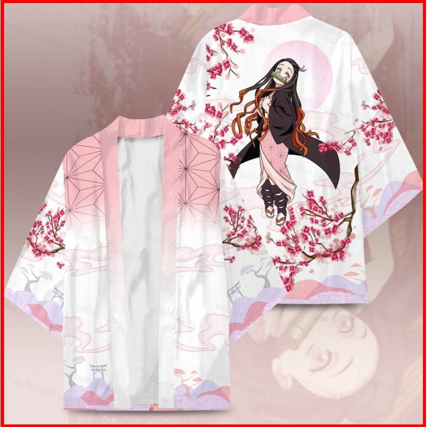 BS1 Anime Demon Slayer: Kimetsu No Yaiba Cosplay Cardigan Kimono Haori Rời Nhân Quả Áo Tanjirou Nezu