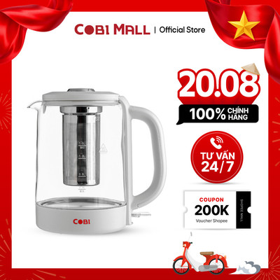 [Hỏa tốc HCM] Ấm đun siêu tốc thủy tinh COBI 1.5L - Kết hợp Bình pha trà, tiện lợi đa năng
