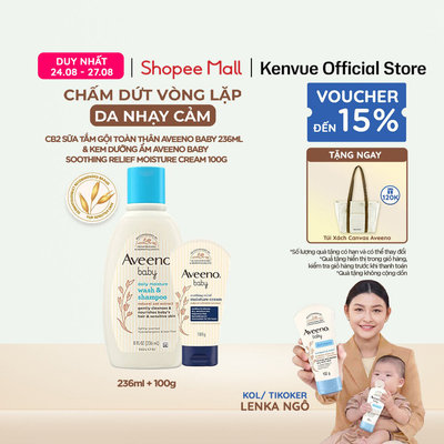 Bộ Sữa Tắm Gội & Kem Dưỡng Ẩm Bé Da Nhạy Cảm Aveeno Baby Soothing Relief Moisture Cream (cream 100g+ wash 236ml)
