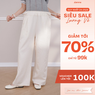 Quần bầu suông ống rộng Uni Pants lưng chun, chất liệu đũi xước Hàn, mát lạnh chống nhăn BY LAMME
