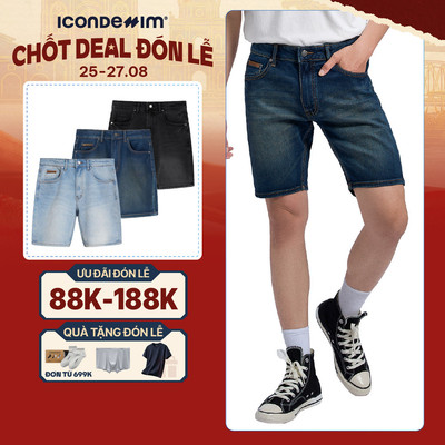 Quần Short Denim Nam ICONDENIM Wash Basic Color Form Slim QSID0186