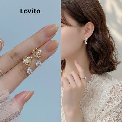 Lovito Bông Tai Hình Bướm Đính Đá Sang Trọng Kiểu Hàn Quốc Dành Cho Nữ Lfa23330 4