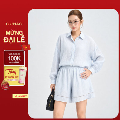 Set lẻ Áo Sơ Mi Nữ Gmorning - GUMAC Form Suông Tay Dài YAG06012 - Quần short A kiểu Gmorning - GUMAC YSHG06013