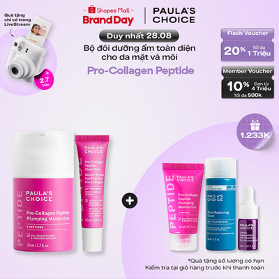 Bộ đôi dưỡng ẩm cho da mặt và môi căng mọng, mềm mịn Paula's Choice Pro-collagen Peptide 1510-71180