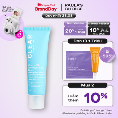 [HSD 3/2027] Kem chống nắng phục hồi da Paula's Choice Ultra-Light Daily Hydrating Fluid SPF 30+ 60ml 6130