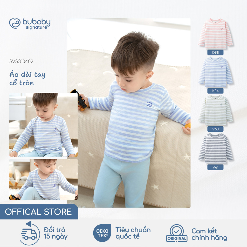 Áo dài tay kẻ vải dày ấm BU Baby, áo ấm cho bé trai bé gái từ 6 tháng đến 5 tuổi | SVS310402