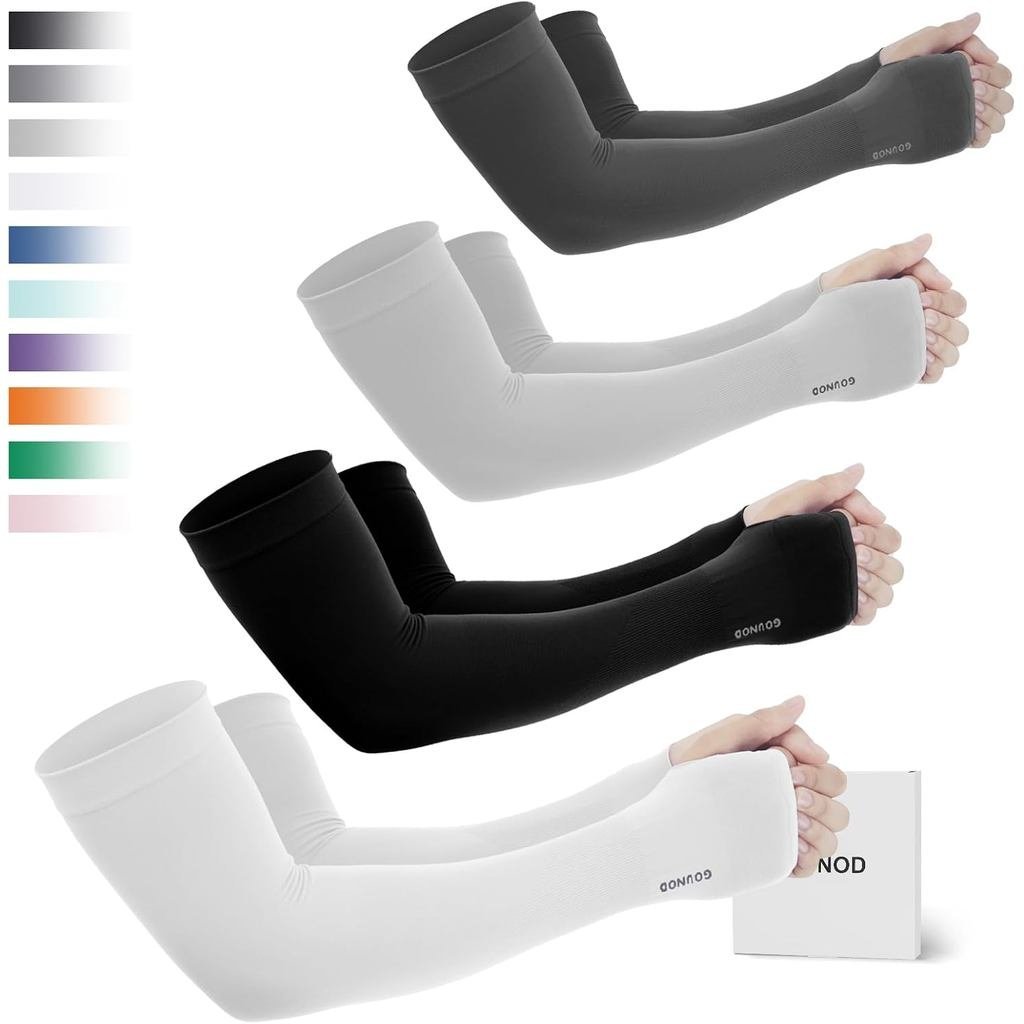 GOUNOD Sun Protection Cooling Arm Sleeves with Thumb Holes - Gardening Outdoors Sports Workouts Suns