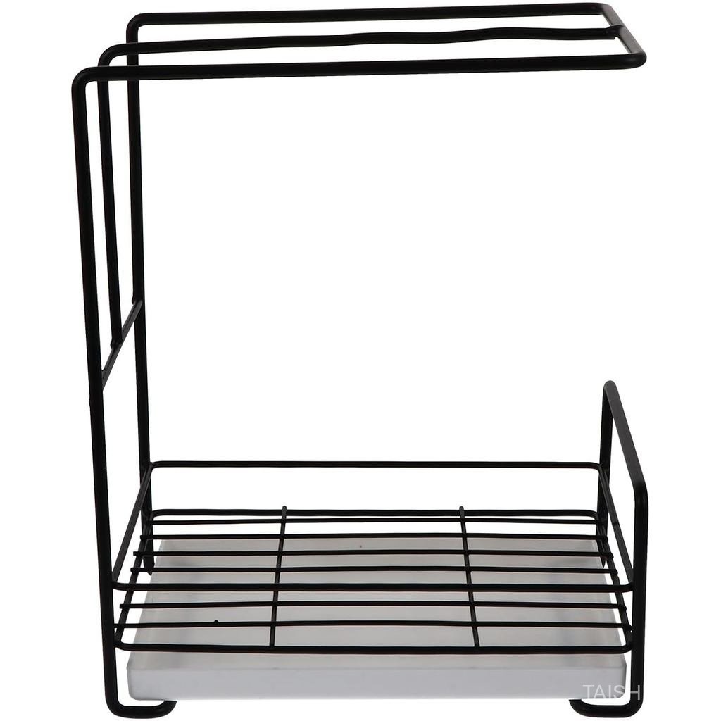 KESYOO Multipurpose Kitchen Storage Stand with Drain Pan, Black Countertop Storage Holder, Wear-Resi