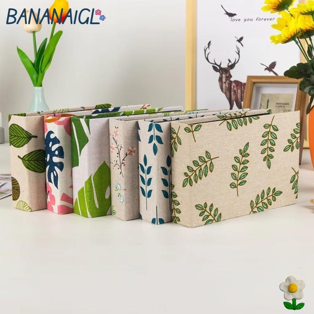 BANANA1GL Album Ảnh, Album Ảnh Thiết Kế Chèn Ngang In Vải Lanh, Sáng Tạo Cho Hình Ảnh 6 Inch Mini Lá