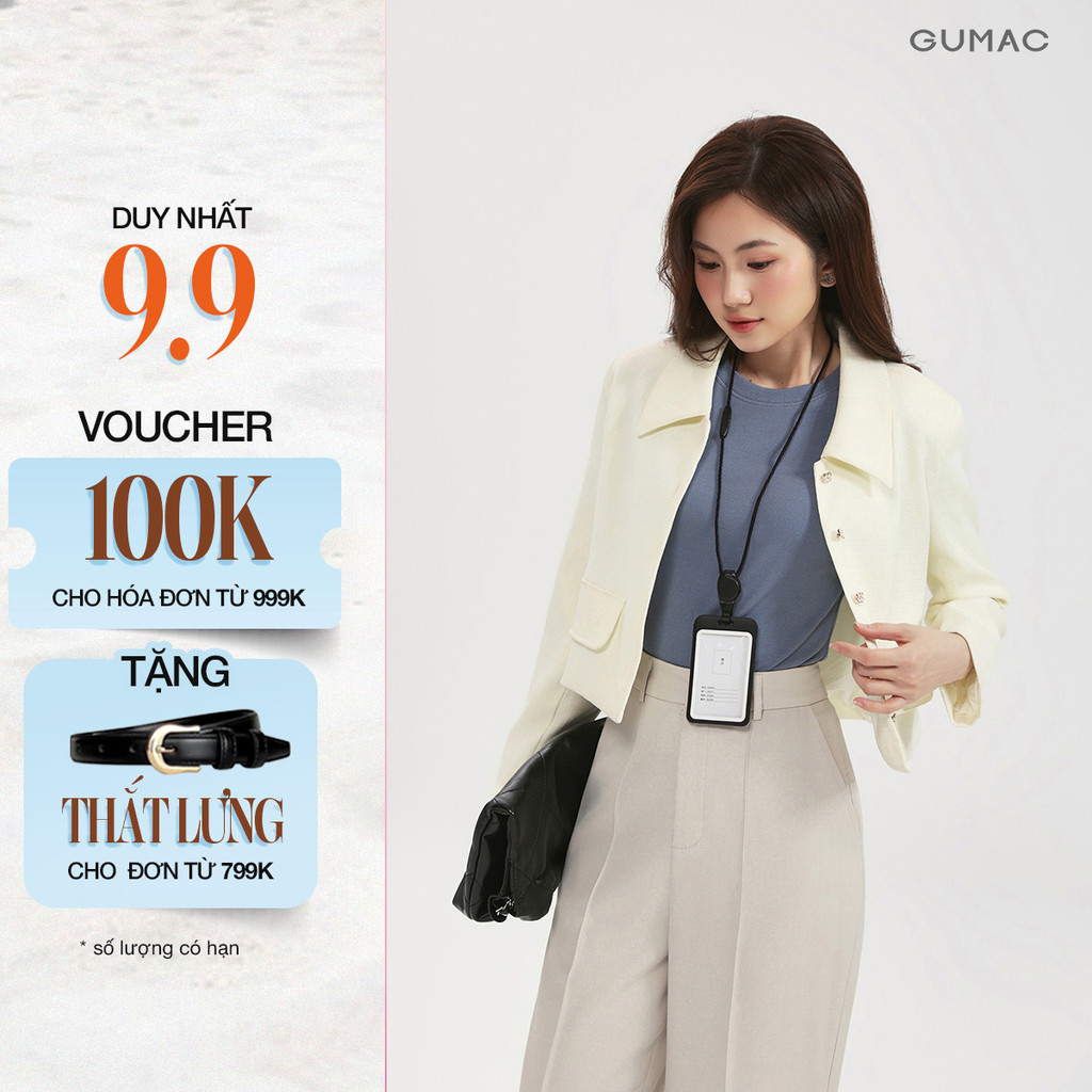 Áo Khoác Nữ GUMAC Dáng Lửng Form Suông 2 Lớp Thanh Lịch Hiện Đại LOWF0903