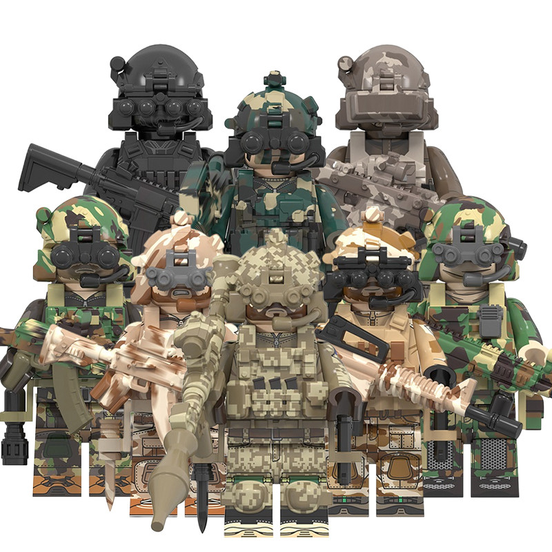 Tương thích với các khối xây dựng quân sự trong nước Mô hình nhỏ WM6147 Alpha Force SEALS SEALs Delt