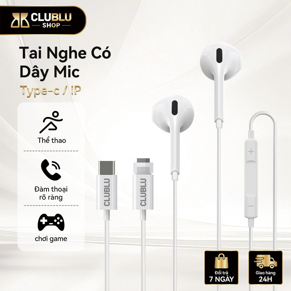 CLUBLU Tai Nghe Có Dây 074 Light 7-14 In-ear Bluetooth Bass Stereo Gaming Nghe…