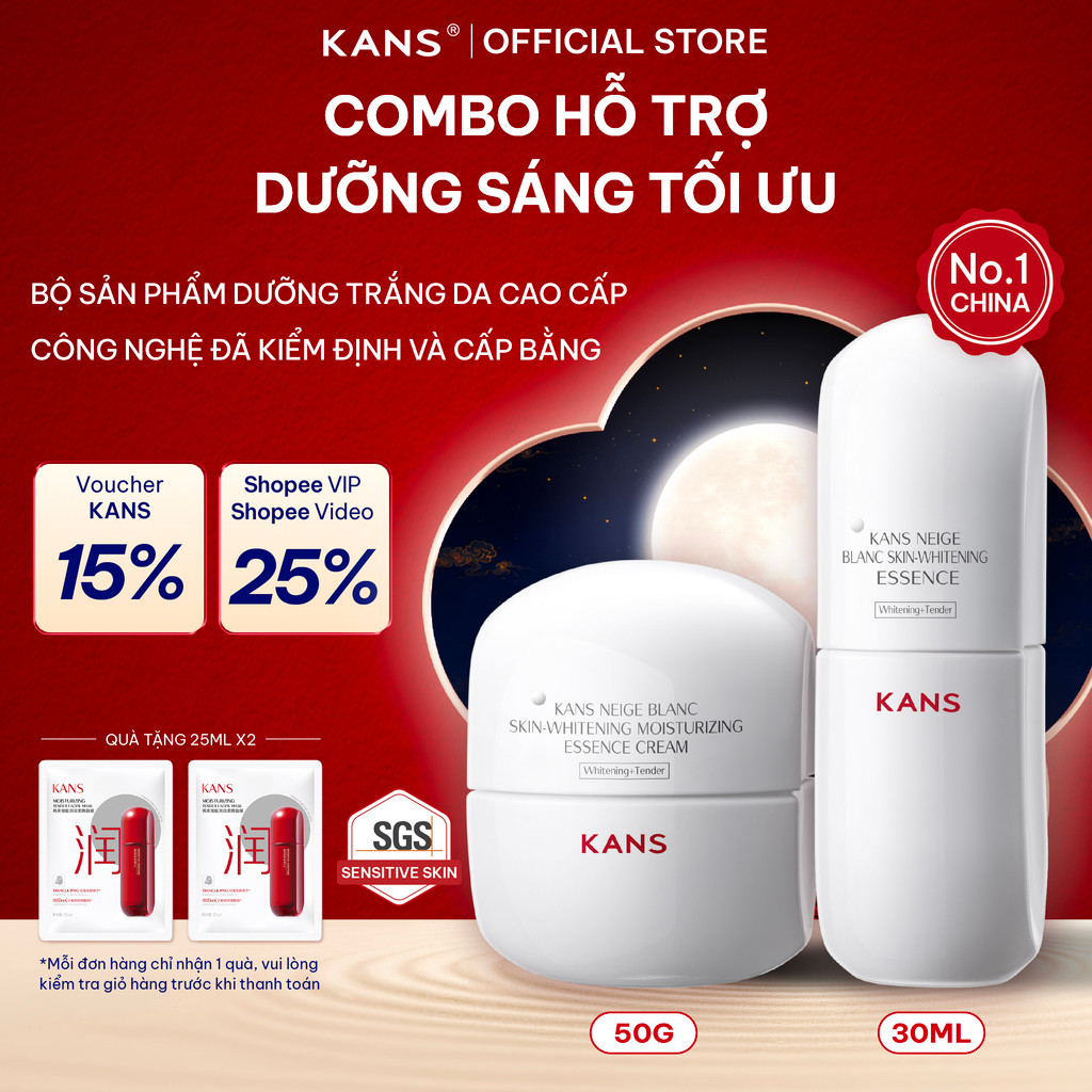 KANS Combo Dưỡng Ẩm Chuyên Sâu Serum 30ml - Kem Dưỡng 50g giúp Cấp Ẩm Da Mặt, Dưỡng Da Ngày Đêm, Giảm Thâm Nám, Thâm Mụn