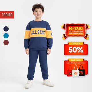 Bộ quần áo bé trai CANIFA áo dài tay có hình in quần dài 2ST24W007