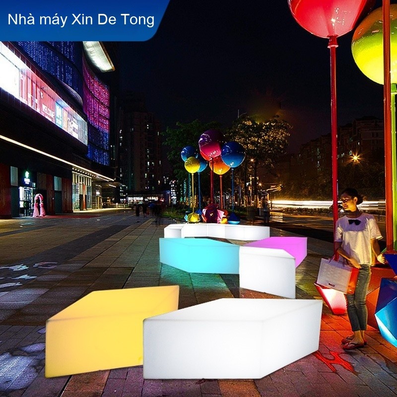 Outdoor Combination Leisure Bench Park Long Chair Luminous Tangram Shape Chair Mall Display Rest Are