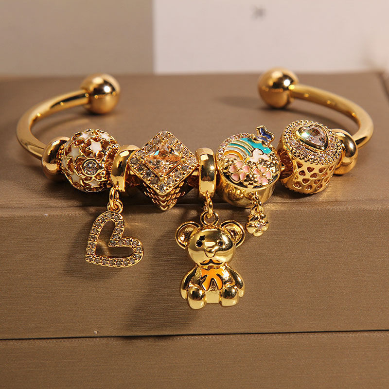 Vòng tay và mặt dây chuyền phong cách mở, đá zircon trắng sáng bóng, phù hợp cho tình yêu hay làm qu