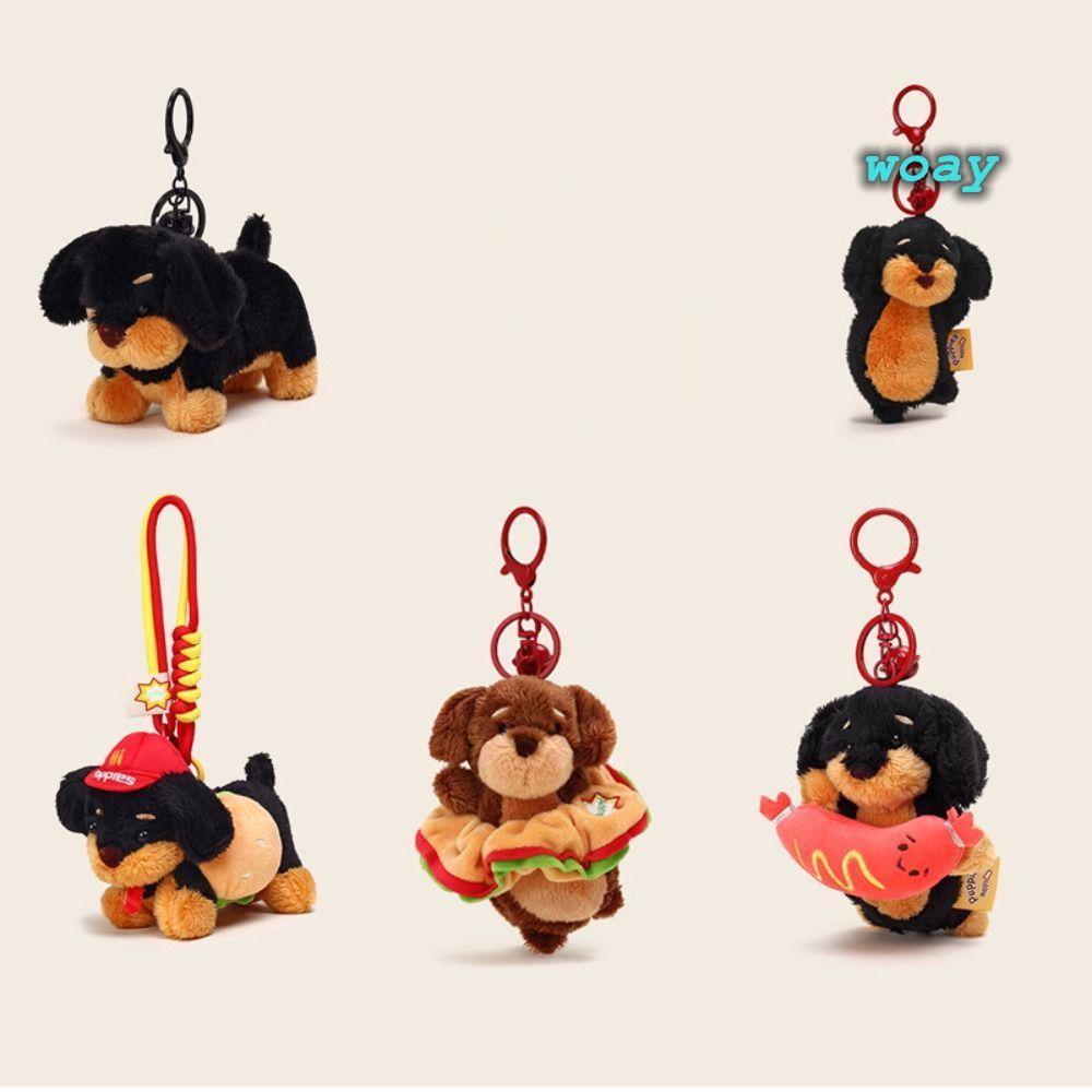 WOAY Furry Puppy Móc khóa, Furry Puppy Coin Purse Dachshund Dog Móc khóa, Túi sáng tạo dễ thương Mặt