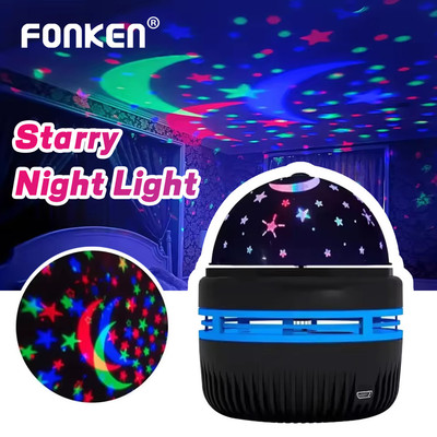 Fonken Bầu Trời Đầy Sao Máy Chiếu Ánh Sáng Điều Khiển Từ Xa Xoay Vortex LED Spotlight USB Cắm Bóng Ma Thuật Sân Khấu KTV Không Khí Trang Trí