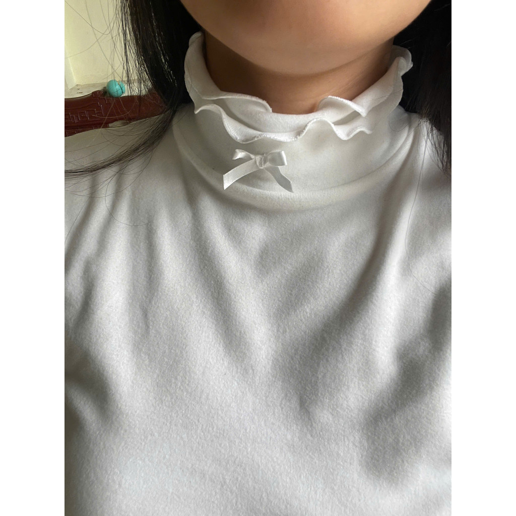 (Hàng QC) Áo Giữ Nhiệt Lông Thỏ Cổ Cao Hai Lớp Nhún Bèo Đính Nơ Xinh Xắn T105 - T2 Fashion | BigBuy360 - bigbuy360.vn