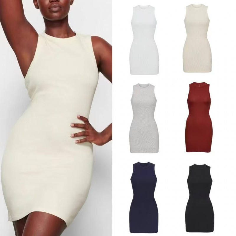 skims Women's summer new style tank dress, pure and sexy, sleeveless bodycon mini dress