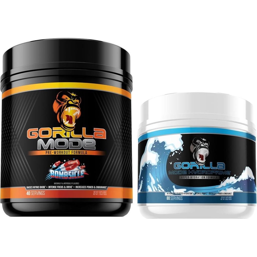 Gorilla Mode Pre Workout (Bombsicle) + HydroPrime Glycerol Pre Workout - Ngăn xếp toàn diện cho Hype