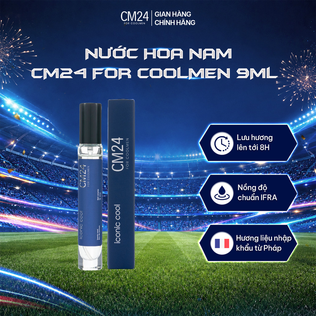 Nước Hoa Nam CM24 For COOLMEN ICONIC COOL Eau de Parfum Hương Thơm Tươi Mát, Nam Tính, Năng Động 9ml