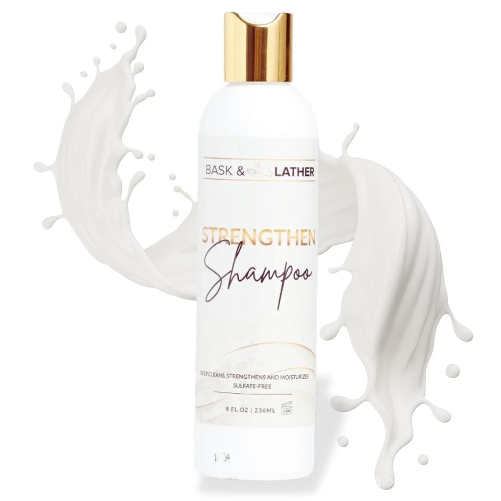 BASK & LATHERStrengthenHairShampoo – All-, pH ‐ BalancedFormulaforHairGrowth & Repair, Sulfate ‐ Fre