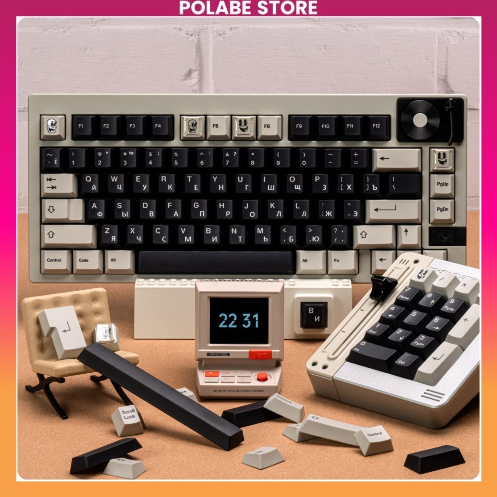 Keycap Rubber Hose Black Profile PBT Keycap Bàn Phím Cơ 60 68 75 TKL Fullsize - Polabe Store