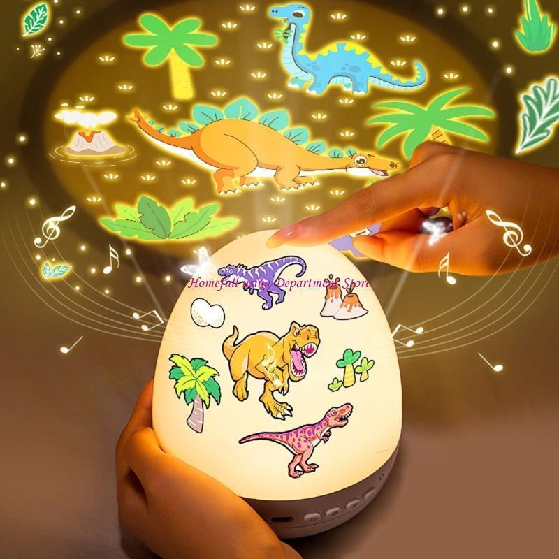 Dinosaur Eggs Projector Light 21 Slides Music Box USB Rechargeable Kid night Light 360 Rotating Lamp